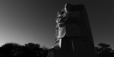 Martin Luther King Jr Memorial at dusk