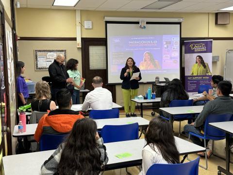 Speaking in front of a classroom