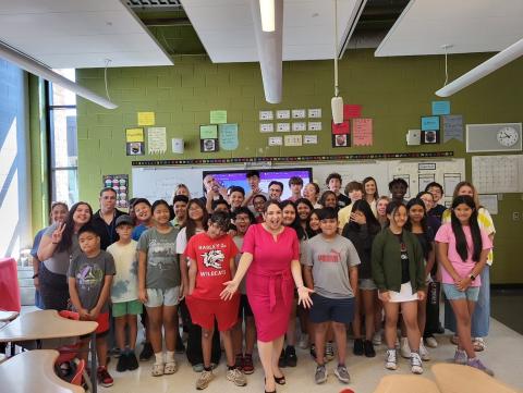 Ramirez with students